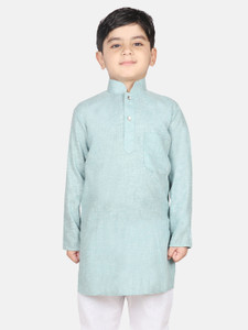 sg yuvraj solid cotton blend straight kurta for boys multicolor