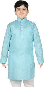 sg yuvraj self design cotton blend straight kurta for boys blue