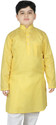 SG YUVRAJ Self Design Cotton Blend Straight Kurta for Boys (Yellow)