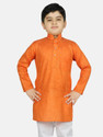 SG YUVRAJ Self Design Cotton Blend Straight Kurta for Boys (Orange)