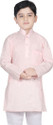 SG YUVRAJ Solid Cotton Blend Straight Kurta for Boys (Pink)