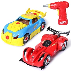 sgile take apart car toy set 4 in 1 construction and engineering toy kit with tools drill real lights and sounds 52 pieces build your own car for boys girls kids