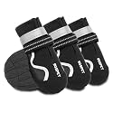 Dog Shoes, Waterproof Dog Boots &amp; Paw Protectors with Anti-Slip Sole, 4pcs/Set Pet Dog Booties, Reflective Dog Shoes for Small Medium Large, Winter Snowy Summer Hot Pavement (Black, 3# (XS))
