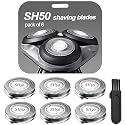 SH50 Shaver Replacement Heads Compatible with Philip Norelcos Series 5000 Razors, Rotary Replacement Blades with High Performance - Fast, Smooth and Close, 6Packs.