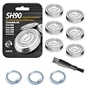 SH90 Shaving Heads for Series 9000, 8000, 7000 Electric Shaver Blades, Dual‑Ring Mesh Technology for Efficient Shave, Fits S9xxx/S8xxx/S7xxx, 6 Pack