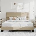 SHA CERLIN Cal King Platform Bed Frame with Upholstered Fabric Headboard