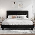 SHA CERLIN Cal King Platform Bed Frame with Upholstered Velvet Headboard