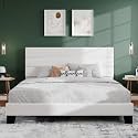SHA CERLIN King Platform Bed Frame with Upholstered Velvet Headboard, White