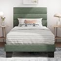 SHA CERLIN Twin Platform Bed Frame with Upholstered Fabric Headboard, Green