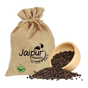 jaipur masale black pepper whole spices  kali mirch  khada masala for cooking  sabut garam masala  kali mirch strong pungent taste 200 gram with jute bag