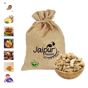 jaipur masale organic dry gingersukha adraksunth wholesonth sabutdried adrakh fresh and spicy  organically grown  organic dry ginger  pure sabut saunth - 200 gm with jute bag