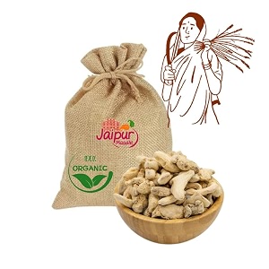 jaipur masale organic dry gingersukha adraksunth wholesonth sabutdried adrakh fresh and spicy  organically grown  organic dry ginger  pure sabut saunth - 900 gm with jute bag