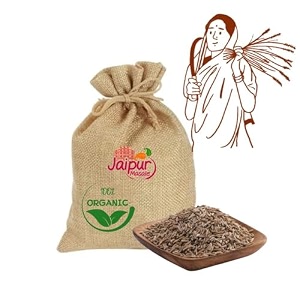 shaan-e jaipur organic whole cumin seedsjeera-100 gm  quality indian spice fresh natural jeera  premium jeera for indian cooking  biriyani jeera with jute bag