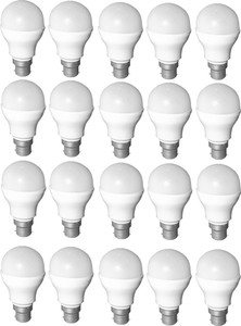 shaarshine 9 w basic round b22 led bulb white pack of 20