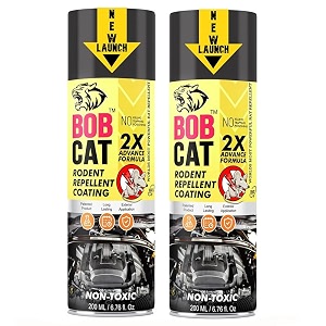 bob cat highly effective no entry rat repellent spray for cars with mask and gloves black 200 ml pack of 2 - formulation 10x