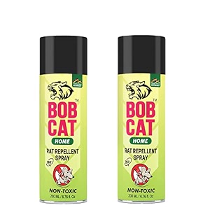 bob cat highly effective no entry rat repellent spray for cars with mask and gloves black 200 ml pack of 2 - formulation 10x
