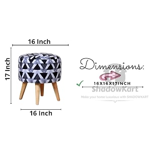 shadowkart printed ottoman for living room  stylish velvet foot rest stool  wooden legs puffy for sitting  modern foot stool for bedroom amp living room furniture  17 inch height black triangle