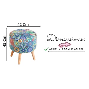 shadowkart printed ottoman for living room  stylish velvet foot rest stool  wooden legs puffy for sitting  modern foot stool for bedroom amp living room furniture  17 inch height healing energy