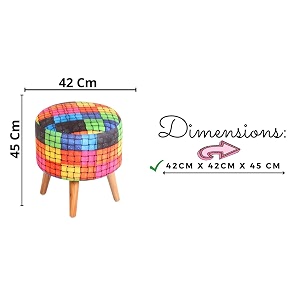 shadowkart printed ottoman for living room  stylish velvet foot rest stool  wooden legs puffy for sitting  modern foot stool for bedroom amp living room furniture  17 inch height knotted ropes