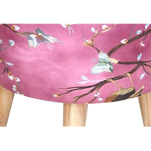 shadowkart printed ottoman for living room  stylish velvet foot rest stool  wooden legs puffy for sitting  modern foot stool for bedroom amp living room furniture  17 inch height bird magenta