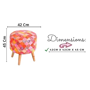 shadowkart printed ottoman for living room  stylish velvet foot rest stool  wooden legs puffy for sitting  modern foot stool for bedroom amp living room furniture  17 inch height small diamond