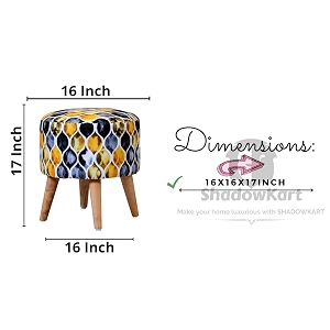 shadowkart printed ottoman for living room  stylish velvet foot rest stool  wooden legs puffy for sitting  modern foot stool for bedroom amp living room furniture  17 inch height black fire