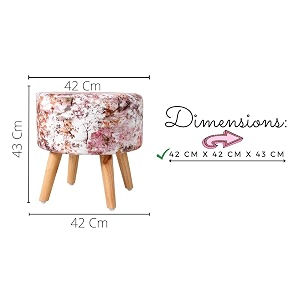shadowkart printed ottoman for living room  stylish velvet foot rest stool  wooden legs puffy for sitting  modern foot stool for bedroom amp living room furniture  17 inch height light pink