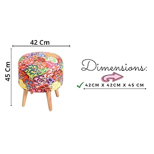 shadowkart printed ottoman for living room  stylish velvet foot rest stool  wooden legs puffy for sitting  modern foot stool for bedroom amp living room furniture  17 inch height multi flower