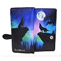Shag Wear Aurora Borealis Night Wolves Wallet 7" Black