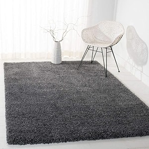 shaggy carpet plain fur rugs for bedroom living room 7x7 feet round plush microfiber 2 inch height dark grey color