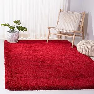 shaggy carpet plain fur rugs for bedroom living room 3x5 feet plush microfiber 2 inch height red color