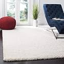 Shaggy Carpet Plain Fur Rugs for Bedroom Living Room 4x4 Feet Square Plush Microfiber 2 Inch Height Cream Color