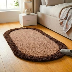 shaggy rug  soft plush circular carpet for living room bedroom kids room  non-slip cozy floor rug machine washable amp quick dry  2x3 feet beigecoffee oval