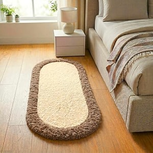shaggy rug  soft plush circular carpet for living room bedroom kids room  non-slip cozy floor rug machine washable amp quick dry  15x4 feet ivorybeige oval