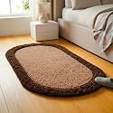 Shaggy Rug – Soft Plush Circular Carpet for Living Room, Bedroom, Kids Room – Non-Slip, Cozy Floor Rug, Machine Washable &amp; Quick Dry – (2x3 feet, Beige/Coffee, Oval)