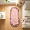 Shaggy Rug – Soft Plush Circular Carpet for Living Room, Bedroom, Kids Room – Non-Slip, Cozy Floor Rug, Machine Washable &amp; Quick Dry – (1.5x3 feet, Pink/Blush, Oval)