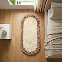 Shaggy Rug – Soft Plush Circular Carpet for Living Room, Bedroom, Kids Room – Non-Slip, Cozy Floor Rug, Machine Washable &amp; Quick Dry – (1.5x3 feet, Ivory/Beige, Oval)