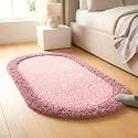 Shaggy Rug – Soft Plush Circular Carpet for Living Room, Bedroom, Kids Room – Non-Slip, Cozy Floor Rug, Machine Washable &amp; Quick Dry – (2x3 feet, Pink/Blush, Oval)