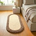 Shaggy Rug – Soft Plush Circular Carpet for Living Room, Bedroom, Kids Room – Non-Slip, Cozy Floor Rug, Machine Washable &amp; Quick Dry – (1.5x4 feet, Ivory/Beige, Oval)