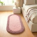 Shaggy Rug – Soft Plush Circular Carpet for Living Room, Bedroom, Kids Room – Non-Slip, Cozy Floor Rug, Machine Washable &amp; Quick Dry – (1.5x3 feet, Pink/Blush, Oval)