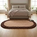 Shaggy Rug – Soft Plush Circular Carpet for Living Room, Bedroom, Kids Room – Non-Slip, Cozy Floor Rug, Machine Washable &amp; Quick Dry – (2x4 feet, Beige/Coffee, Oval)