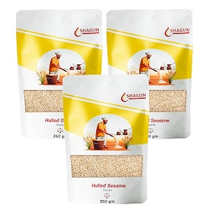 shagun 100 pure white sesame seeds 350gm pack of 3 hulled safed til seeds for eating everyday essentials indian spices