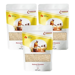 shagun 100 pure white sesame seeds 400gm pack of 3 clean and natural safed til seeds for eating everyday essentials indian spices