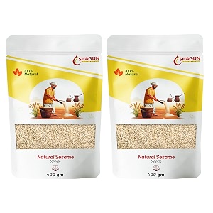 shagun 100 pure white sesame seeds 400gm pack of 2 clean and natural safed til seeds for eating everyday essentials indian spices