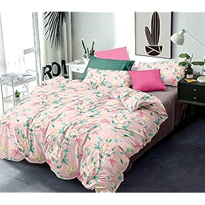 220 tc glace cotton king size double bed xxxl 10 feet bedsheet without joint with 2 pillow covers orangish