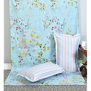 220 tc glace cotton king size double bed xxxl 10 feet bedsheet without joint with 2 pillow covers sky blue