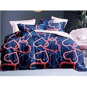 220 tc glace cotton king size double bed xxxl 10 feet bedsheet without joint with 2 pillow covers pink heart