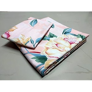 220 tc glace cotton king size double bed xxxl 10 feet bedsheet without joint with 2 pillow covers pink painting