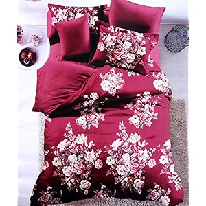 220 tc glace cotton king size double bed xxxl 10 feet bedsheet without joint with 2 pillow covers red dark