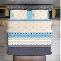 220 TC Glace Cotton King Size Double Bed XXXL 10 Feet BedSheet Without Joint with 2 Pillow Covers (Sky Stripe)
